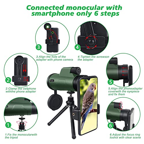12x50 Monocular Telescope with Smartphone Adapter 100 Deals