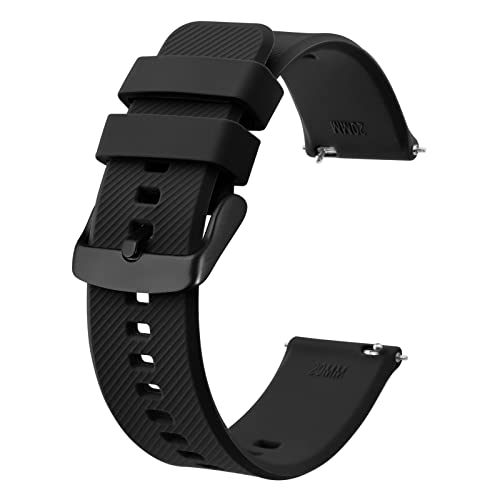 21mm Quick Release Silicone Watch Strap - Black 100 Deals