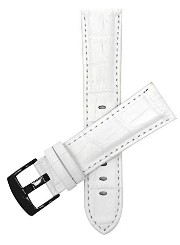 22mm Bandini Mens Leather Watch Band - White Alligator 100 Deals