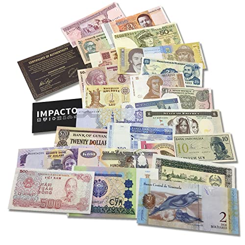 25 World Banknotes: Collectible Paper Currency Collection 100 Deals