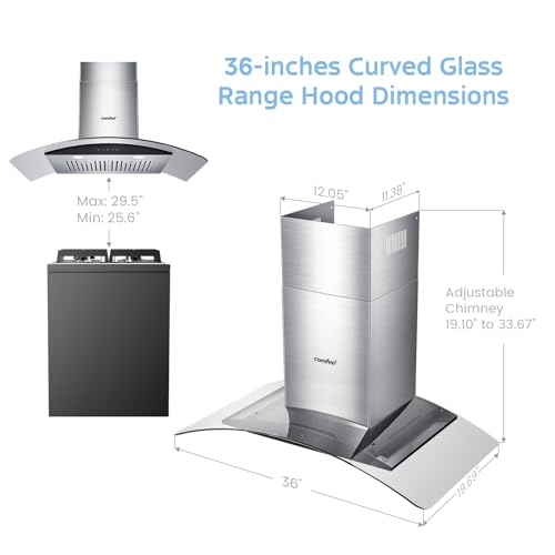 36 Stainless Steel Range Hood with LED Lights 100 Deals