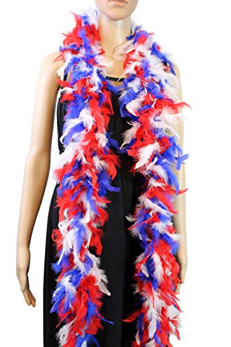 72 Turkey Feather Boa - White/Royal Blue/Red 100 Deals