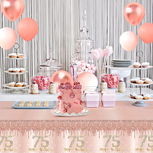 75th Birthday Rose Gold Tablecloth Decorations 100 Deals