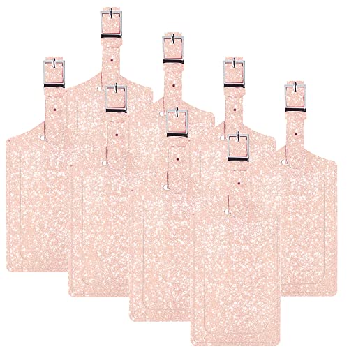 8-Pack Pink Leather Luggage Bag Tags 100 Deals