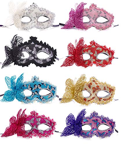 8-Piece Butterfly Half Masquerade Masks 100 Deals