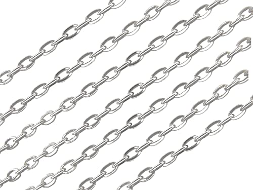 925 Sterling Silver Jewelry Making Cable Trace Anchor Chain by Foot for DIY Jewelry Made in Italy (Cable Flat Link 2mm, 10ft) 100 Deals