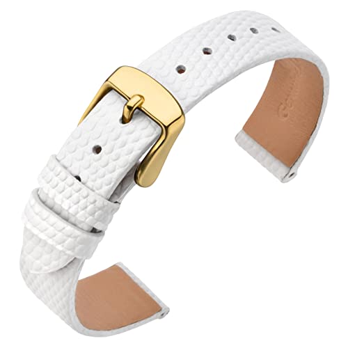 ANNEFIT White Leather Watch Band with Gold Buckle 100 Deals