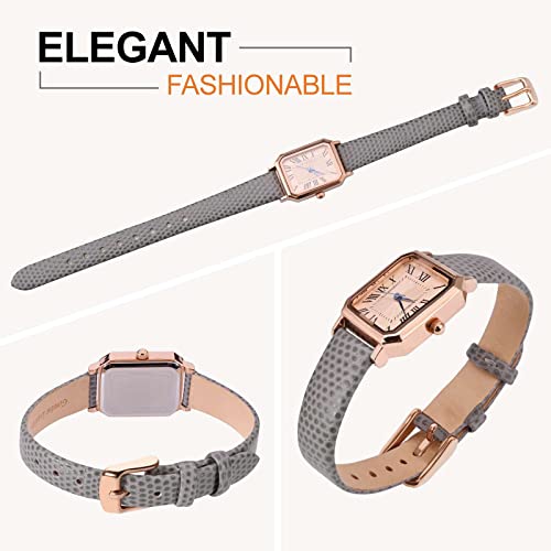 ANNEFIT Women's Slim Gray Leather Watch Band 100 Deals
