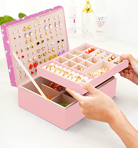 ARIYIBO Pink Diamond Jewelry Box for Girls 100 Deals