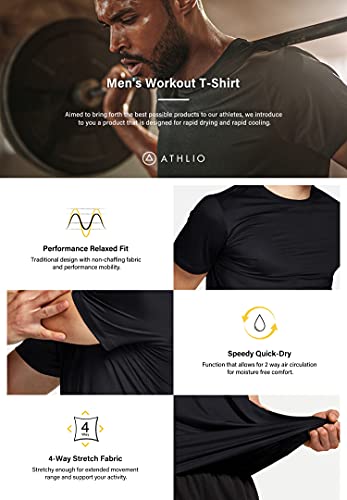 ATHLIO Men's Quick Dry Workout Tees, 3-Pack 100 Deals