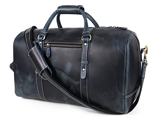 Aaron Leather Goods Blue Travel Duffel Bag 100 Deals