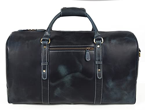 Aaron Leather Goods Blue Travel Duffel Bag 100 Deals