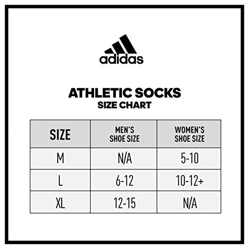 Adidas Cushioned Crew Socks, Black/Aluminum, Large 100 Deals
