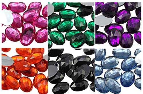 Allstarco Oval Acrylic Gems 6 Colors Pack 100 Deals