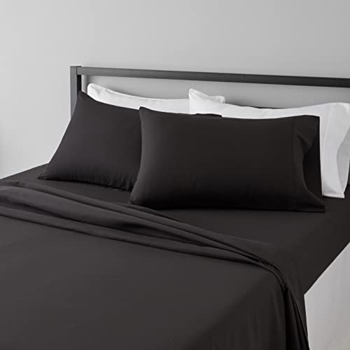 Amazon Basics Full Size Black Microfiber Bed Sheet Set 100 Deals