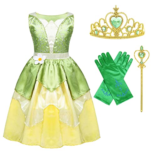 AmzBarley Girls Tiana Costume | Leaf Dress 100 Deals
