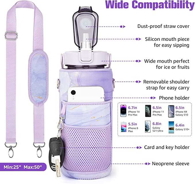 Angilifan 64 oz Water Bottle - Starry Violet 100 Deals