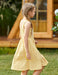 Arshiner Light Yellow Flutter Sleeve Party Dress 100 Deals
