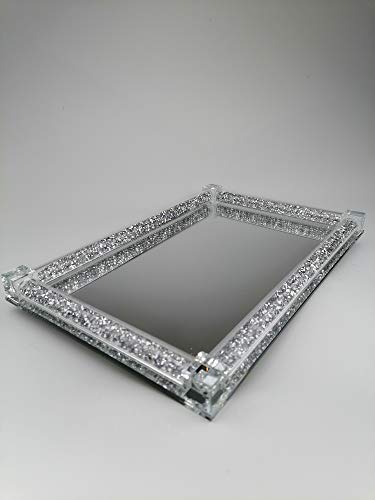 BANQLE Silver Mirrored Vanity Perfume Jewelry Tray 100 Deals
