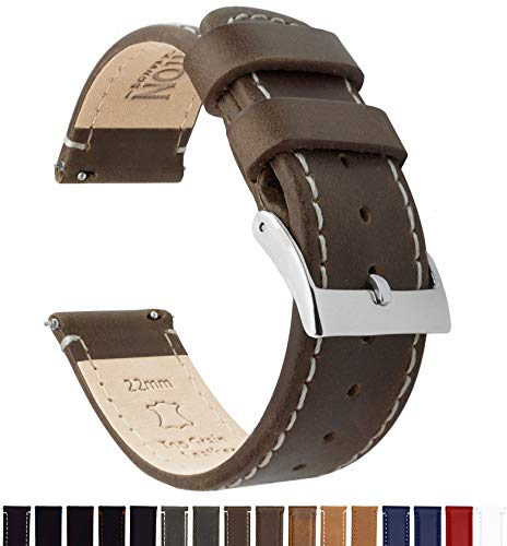 BARTON 22mm TopGrain Leather Watch Band - Saddle/Linen 100 Deals