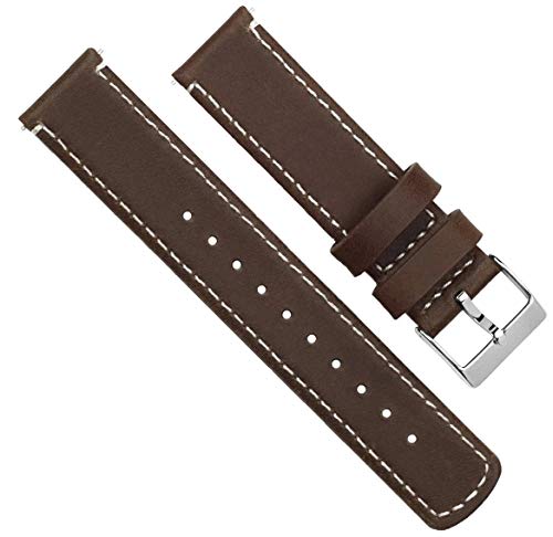 BARTON 22mm TopGrain Leather Watch Band - Saddle/Linen 100 Deals