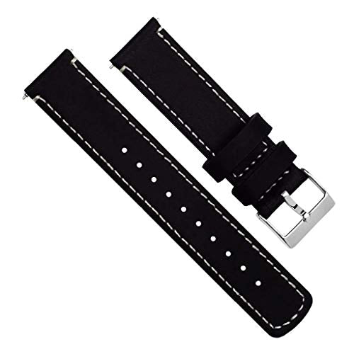 BARTON Black/Linen Leather Watch Band, 24mm 100 Deals