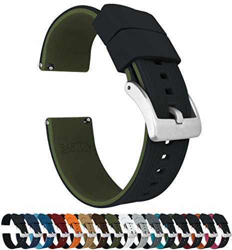 BARTON Elite Silicone Watch Band - Black/Army Green (23mm) 100 Deals