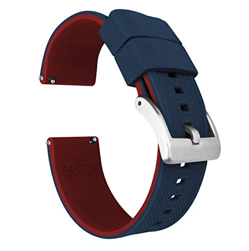 BARTON Elite Silicone Watch Band - Navy/Crimson 100 Deals
