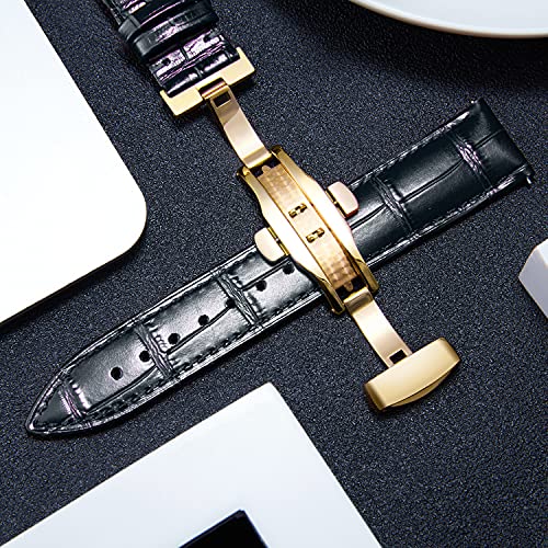 BINLUN Leather Watch Strap with Gold Buckle 100 Deals
