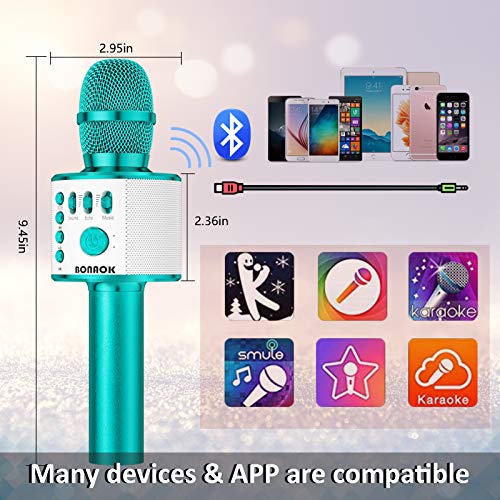 BONAOK Kids Bluetooth Karaoke Mic - Ice Blue 100 Deals