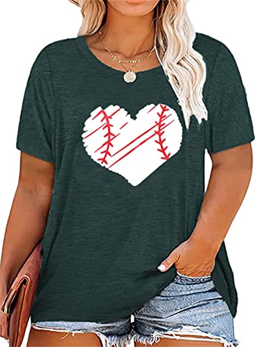 Baseball Mom Love Heart Graphic T-Shirt 100 Deals