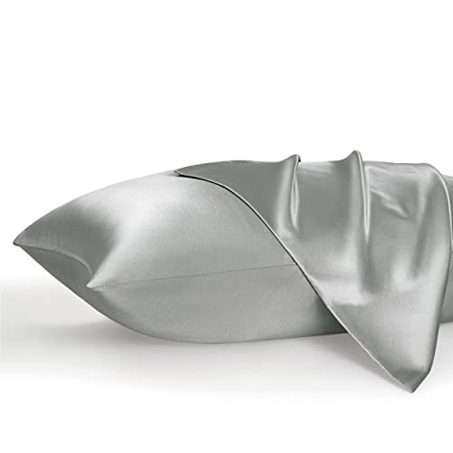 Bedsure Satin Pillowcase Set - Silver Grey 100 Deals