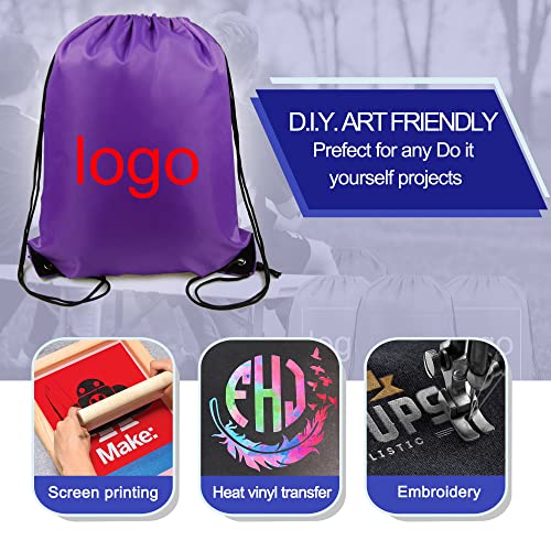 BeeGreen Purple Drawstring Backpack - Large Size 100 Deals