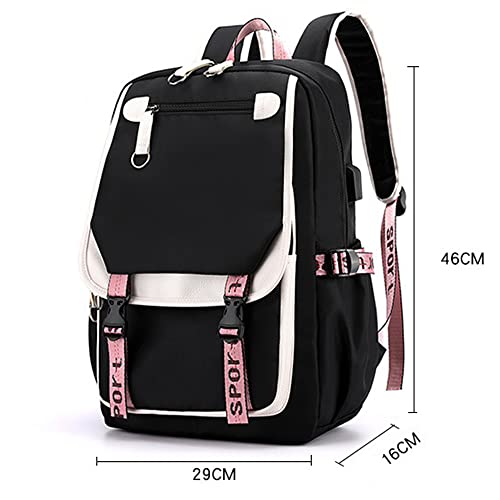 Black Kpop Backpack with USB Charging 100 Deals