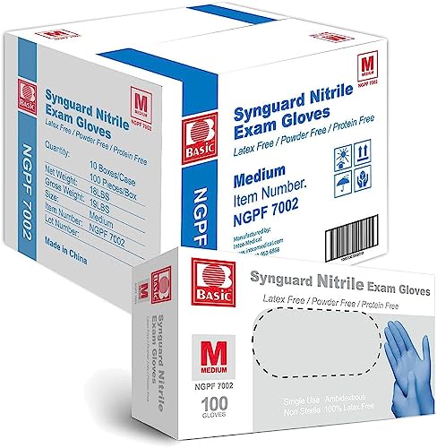Blue Nitrile Exam Gloves, Latex-Free, Medium 100 Deals