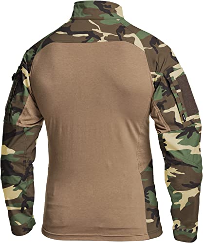 CQR Men's Tactical Combat Shirt - Woodland Olive Green 100 Deals