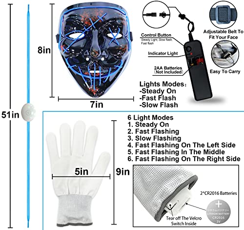 Camlinbo Halloween LED Mask Gloves & Shoelaces 100 Deals