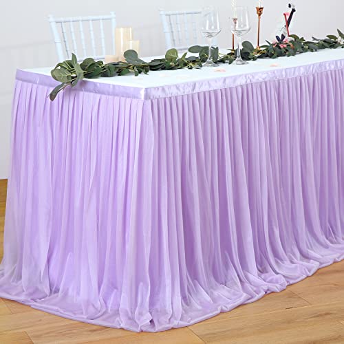 Chiffon Purple Table Skirt - Lavender Tulle Tablecloth 100 Deals