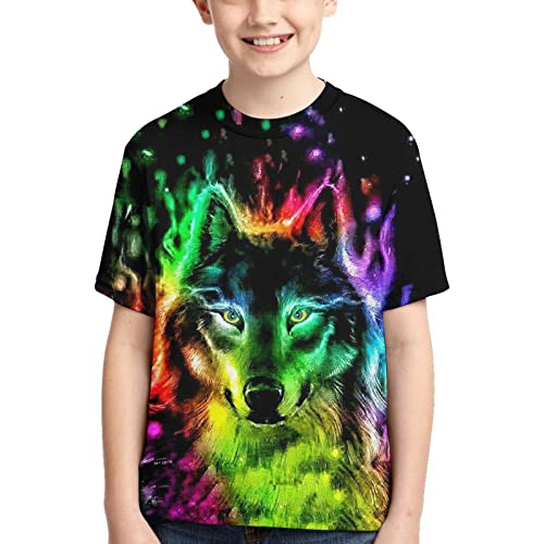 Colorful Wolf 3D Printed Kids T-Shirt 100 Deals