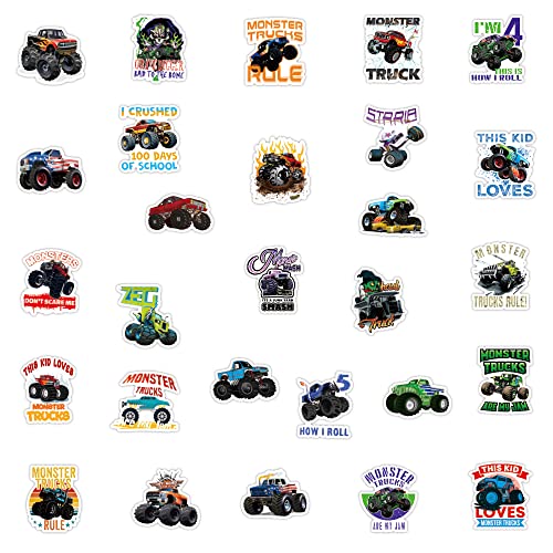 Cute Monster Truck Stickers - Waterproof Decals 100 Deals