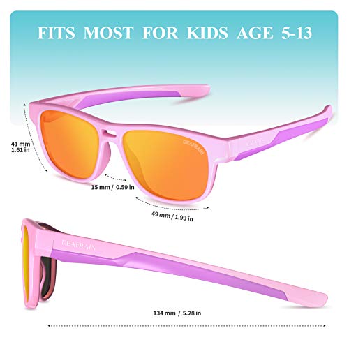 DEAFRAIN Kids Polarized Pink Sport Sunglasses Ages 5-12 100 Deals