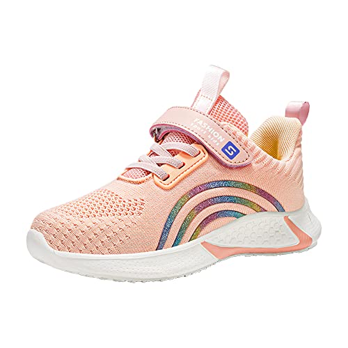 DEEKEY Lightweight Slip-On Kids Sneakers (Rainbow Pink) 100 Deals