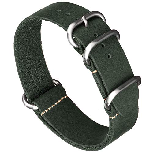 Dark Green Leather Watch Strap by Benchmark 100 Deals