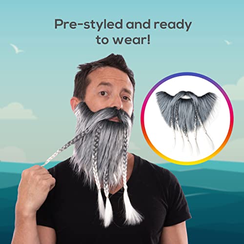 Dark Grey Viking Beard Costume - Self Adhesive 100 Deals