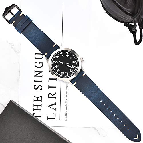 EACHE Vintage Leather Watch Band - Dark Blue 100 Deals