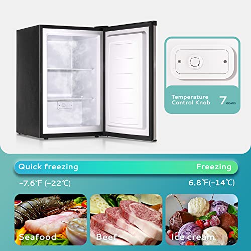 EUHOMY Upright Freezer, Compact Stainless Steel 100 Deals