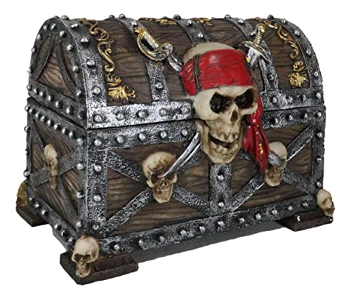 Ebros Pirate Skull Treasure Chest Jewelry Box 100 Deals
