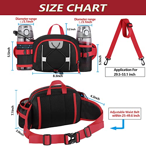 FIORETTO Hiking Fanny Pack - Black+Red 100 Deals