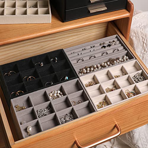 Frebeauty Jewelry Tray Set - Stackable Velvet Organizers 100 Deals