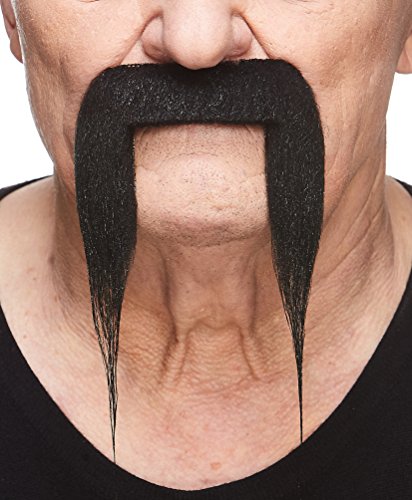 Fu Manchu Fake Mustache, Black, Self-Adhesive 100 Deals